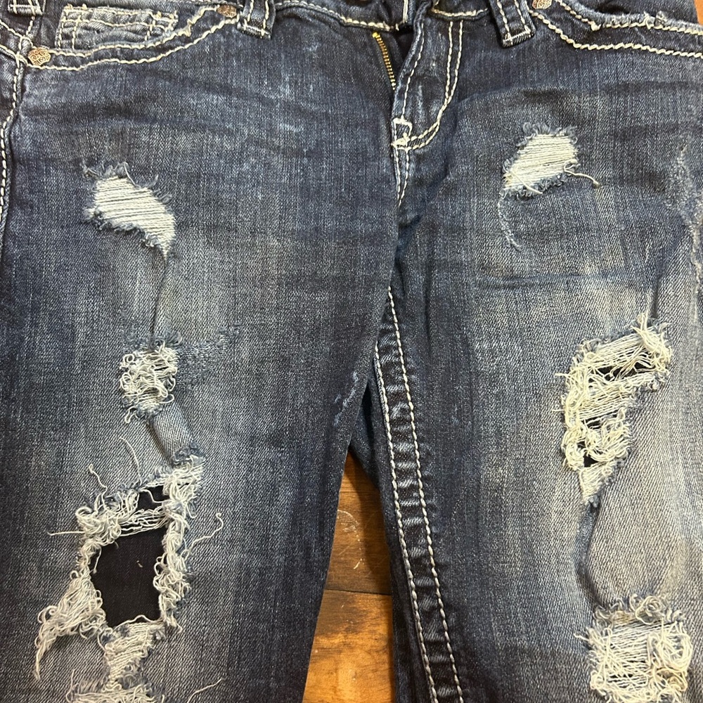 Silver Jeans Dark Distressed Boyfriend Jeans
